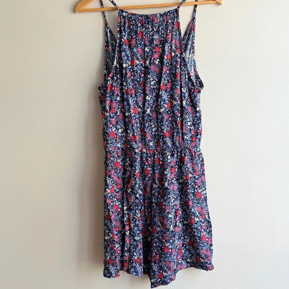 Market & Spruce Navy Floral Liliana Surplice Knit Romper - Picture 8 of 9